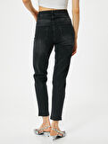 Yüksek Bel Kot Pantolon Rahat Kesim Hafif Dar Paça - Mom Slim Jeans