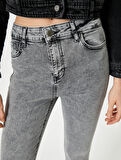Dar Paça Skinny Kot Pantolon Cepli Yüksek Bel - Carmen Skinny Jeans