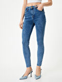 Dar Paça Skinny Kot Pantolon Cepli Yüksek Bel - Carmen Skinny Jeans