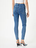 Dar Paça Skinny Kot Pantolon Cepli Yüksek Bel - Carmen Skinny Jeans