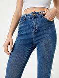 Dar Paça Skinny Kot Pantolon Cepli Yüksek Bel - Carmen Skinny Jeans