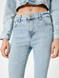 Dar Paça Skinny Kot Pantolon Cepli Yüksek Bel - Carmen Skinny Jeans
