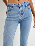 Dar Paça Skinny Kot Pantolon Cepli Yüksek Bel - Carmen Skinny Jeans