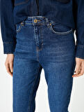 Dar Paça Kot Pantolon Pamuklu - Mom Slim Jeans