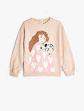 Sweatshirt Köpek Baskılı Bisiklet Yaka Uzun Kollu 