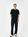 Basic Tişört Slim Fit Bisiklet Yaka Kısa Kollu Dokulu