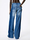 Geniş Paça Kargo Kot Pantolon Yüksek Bel Cepli Çift Renkli - Bianca Wide Leg Jeans