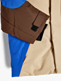 Kapşonlu Fermuarlı Uzun Kollu Cep Detaylı Renk Bloklu Mont&nbsp;