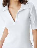 Polo Tişört Fitilli Kısa Kollu Pamuklu Slim Fit