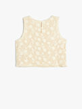 Dantelli Crop Bluz Askılı Yuvarlak Yaka Astarlı
