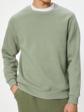 Bisiklet Yaka Sweatshirt Basic Uzun Kollu Şardonlu