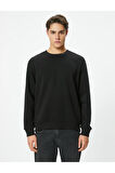 Bisiklet Yaka Sweatshirt Basic Uzun Kollu Şardonlu