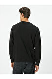 Bisiklet Yaka Sweatshirt Basic Uzun Kollu Şardonlu