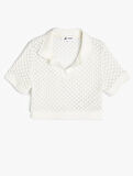 Polo Yaka Kroşe Tişört Crop Kısa Kollu Slim Fit
