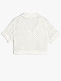 Polo Yaka Kroşe Tişört Crop Kısa Kollu Slim Fit
