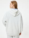 Oversize Kapüşonlu Sweatshirt Basic Kanguru Cepli Şardonlu