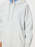 Oversize Kapüşonlu Sweatshirt Basic Kanguru Cepli Şardonlu