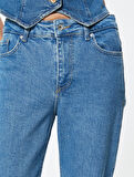 İspanyol Paça Kot Pantolon Yüksek Bel Cepli - Flare Slim Jeans