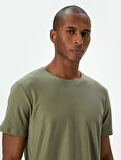 Basic Tişört Slim Fit Bisiklet Yaka Kısa Kollu