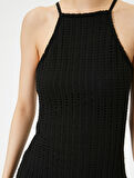 Halter Yaka Mini Kalem Elbise Slim Fit