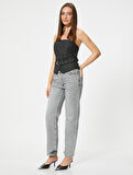 Düz Paça Kot Pantolon Yüksek Bel - Eve Slim Jean