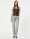 Düz Paça Kot Pantolon Yüksek Bel - Eve Slim Jean