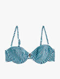 Çıkarılabilir Askılı Dokulu Çizgili Balenli Bikini Üstü
