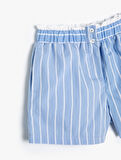Şort Beli Lastikli Pamuklu  arkası Cep Detaylı