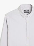 Pamuklu Düğmeli Yaka Slim Fit Uzun Kollu Gömlek