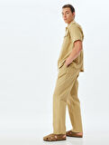 Baggy Pantolon Düğmeli Chino Cep Detaylı Rahat Kesim