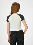 Koton Bisiklet Yaka Ekru Kadın T-Shirt 4SAL11010IK