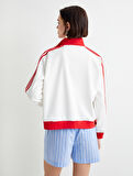 Fermuarlı Sweatshirt Dik Yaka Fermuarlı Cepli Şeritli