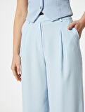 Palazzo Pantolon Yüksek Bel Cepli Rahat Kalıp