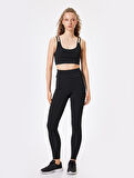 Spor Tayt Bilek Boy Baskılı Yüksek Bel Slim Fit İnterlok