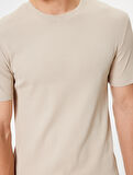 Slim Fit Tişört Basic Kısa Kollu Bisiklet Yaka