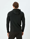 Spor Sweatshirt Kapşonlu Slogan Baskılı İnterlok Kumaş