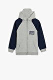 Koton Erkek Çocuk Oversize Fermuarlı Kapşonlu Sweatshirt Fermuarlı Basketbol Baskılı