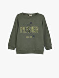 Sweatshirt Uzun Kollu Bisiklet Yaka Futbol Temalı Baskı Detaylı 