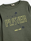 Sweatshirt Uzun Kollu Bisiklet Yaka Futbol Temalı Baskı Detaylı 
