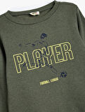 Sweatshirt Uzun Kollu Bisiklet Yaka Futbol Temalı Baskı Detaylı 