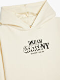 Kapşonlu Sweatshirt Uzun Kollu Slogan Baskılı Dokulu