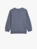 Sweatshirt Kuru Kafa Baskılı Uzun Kollu Bisiklet Yaka Şardonlu
