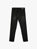 Kot Pantolon Ayarlanabilir Lastikli Pamuklu - Slim Jean