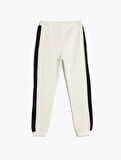 Jogger Eşofman Altı Beli Bağlamalı Cepli Renk Bloklu Dikiş Detaylı