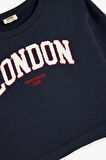 Koton Kız Çocuk Sweatshirt London Şehir Baskılı Bisiklet Yaka Gömlek Etek Ucu Detaylı Şardonlu