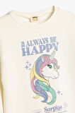Koton Kız Çocuk Unicorn Sweatshirt Uzun Kollu Bisiklet Yaka Şardonlu Pamuklu