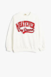 Koton Kız Çocuk Sweatshirt Slogan Baskılı Uzun Kollu Bisiklet Yaka Pamuklu