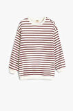 Koton Kız Çocuk Basic Çizgili Sweatshirt Uzun Kollu Bisiklet Yaka Pamuklu