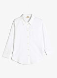 Koton Düz Beyaz Kız Çocuk Gömlek 5WKG60036AW