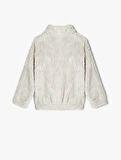 Peluş Sweat Yarım Fermuarlı Dik Yaka İşleme Detaylı